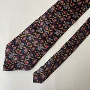 Vintage 1990s Liberty of London Silk Tie Italian Silk Black Maroon and Gold